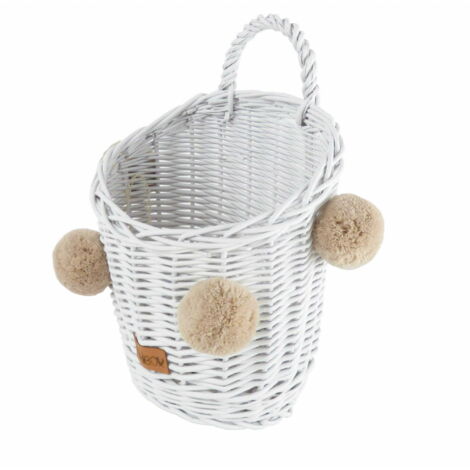 Cestino da parete bianco con pompon