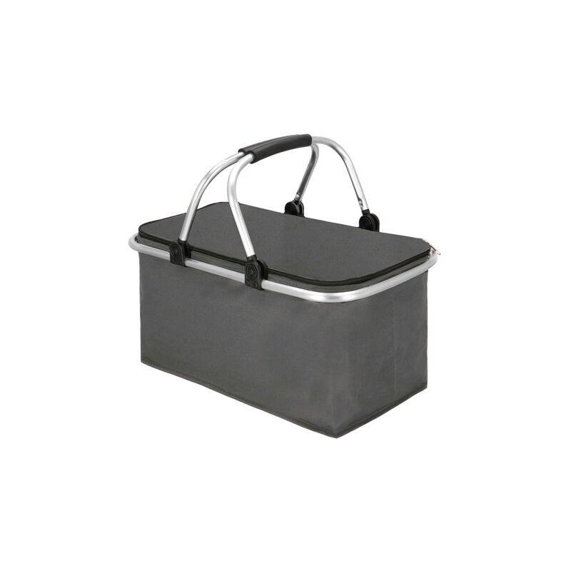 Image of Cestino da picnic 30L, borsa termica per il cibo, cestino termico grigio.