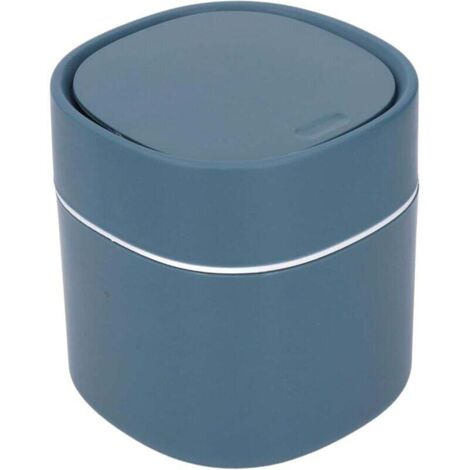 Cestino da tavolo con coperchio, mini cestino in plastica, piccolo cestino per camera da letto, sala da pranzo, bagno, ufficio (blu)