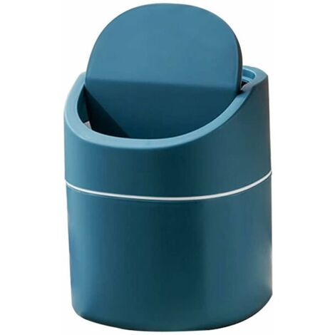 Cestino da tavolo piccolo, mini cestino per cucina/scrivania, per bagno/trucco/ufficio - Smaltire batuffoli di cotone, spugnette per il trucco, 2 litri (blu)