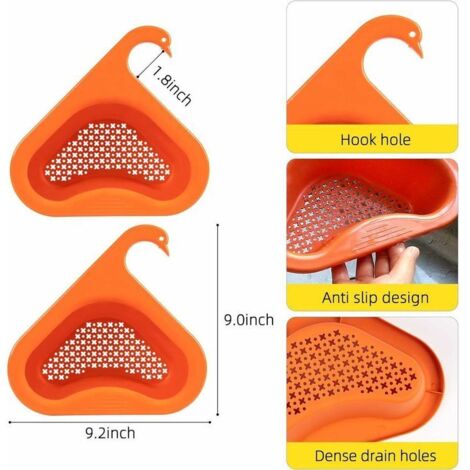 Cestino di scolo per lavello da cucina Swan Drainer - Filtro triangolare multifunzionale da appendere, cestello di scolo angolare per lavello da cucina facile da rimuovere S'ada