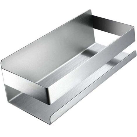 Cestino/mensola da bagno, acciaio inox, 24 x 10,6 x 7 cm, argento