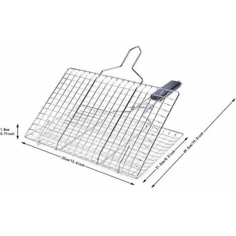 Cestino per barbecue con manico in legno, cestino per barbecue portatile pieghevole, cestino per barbecue con clip per manico rimovibile, borsa portaoggetti