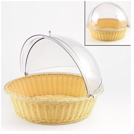 Cestino per pane rotondo professionale con cupola in paglia 53x33x10