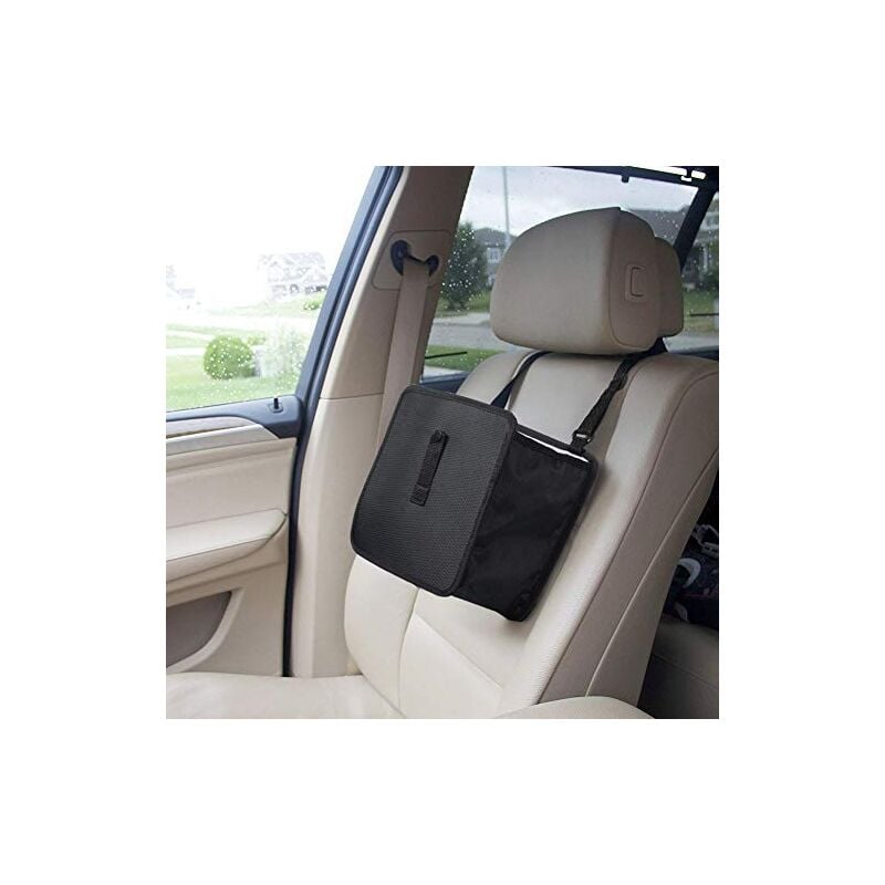 Image of KZQ - Cestino per rifiuti da auto/organizzatore, cestino per rifiuti da auto impermeabile, sacco della spazzatura, organizzatore - contorno nero