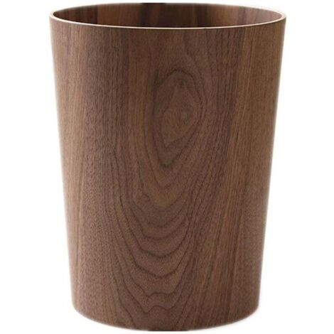 Cestino per rifiuti in legno per casa o ufficio, cestino giapponese rotondo in legno naturale, leggero e robusto (legno scuro-A)