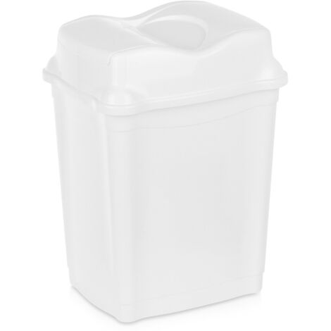 Cestino per rifiuti in plastica bianca per cucina e bagno, 16 litri.