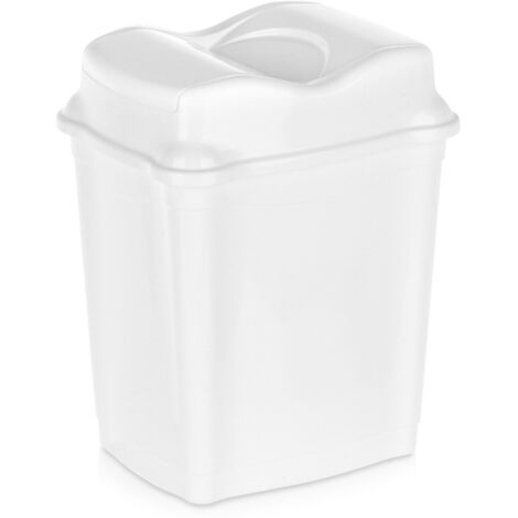 Cestino per rifiuti in plastica bianca per cucina e bagno, 9 litri.