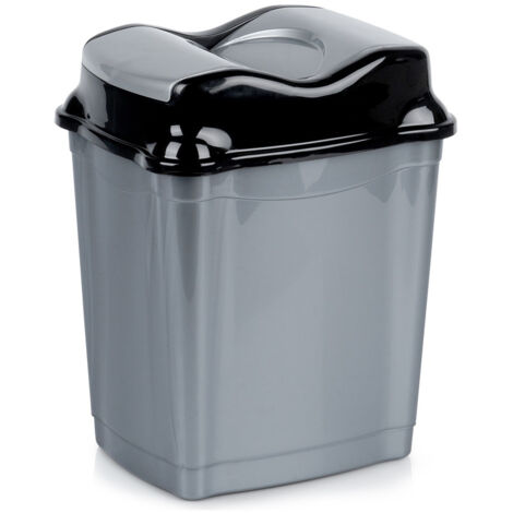 Cestino per rifiuti in plastica grigia da 9 litri