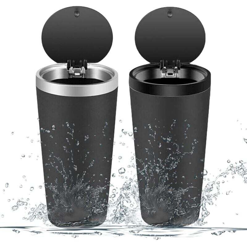 Image of Cestino per rifiuti per auto con coperchio, mini cestino per rifiuti per veicoli, portabicchieri, cestino portatile per auto, casa, cucina, ufficio,