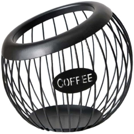 Cestino porta capsule di caffè in metallo di grande capacità  Cestino portaoggetti da tavolino  Organizer multifunzionale per capsule di caffè, bustine di tè e piccoli accessori - Nero