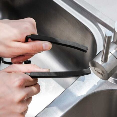 Cestino portaspugna nero per lavello da cucina sospeso, supporto portaoggetti per rubinetto non forato