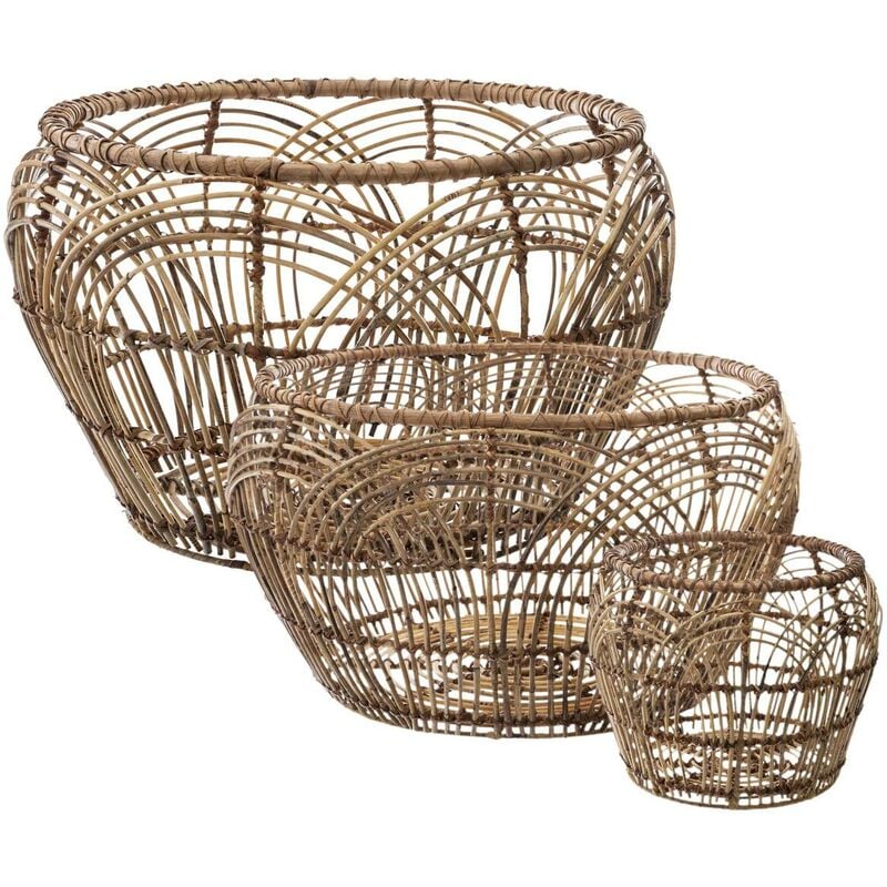 Set di 3 cesti rotondi in rattan d32 47 56cm Atmosphera Créateur D'intérieur