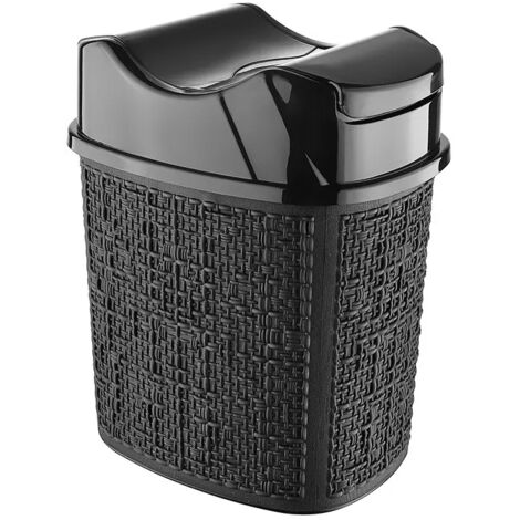 Cestino spazzatura in plastica nera con doppio coperchio basculante 5 lt