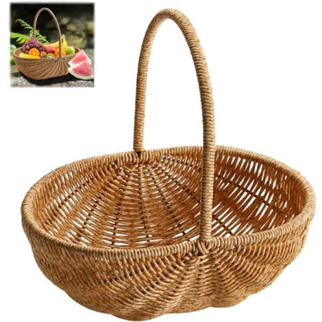 Cestino universale in rattan con manico, cestino intrecciato versatile, cestino da picnic, cestino per le uova