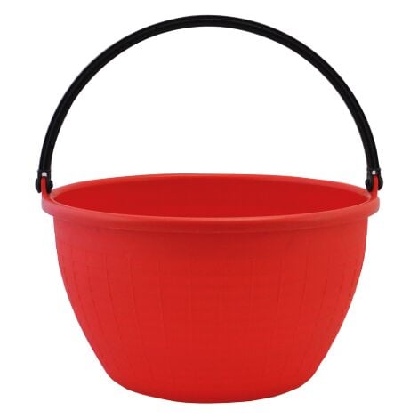 ICS Cesto agricolo 20 lt in polietilene con manico oscillante in plastica rosso secchio per raccolta uva pomodori
