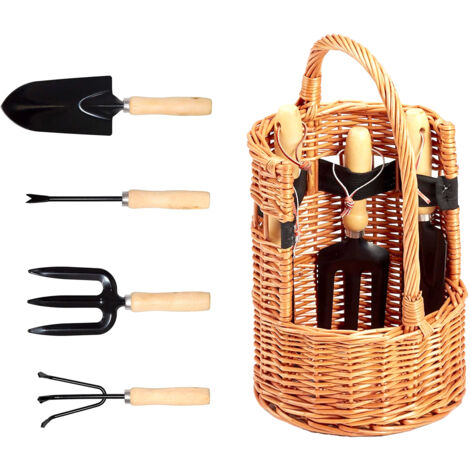 Cesto Con 4 Utensili Manuali Da Giardinaggio