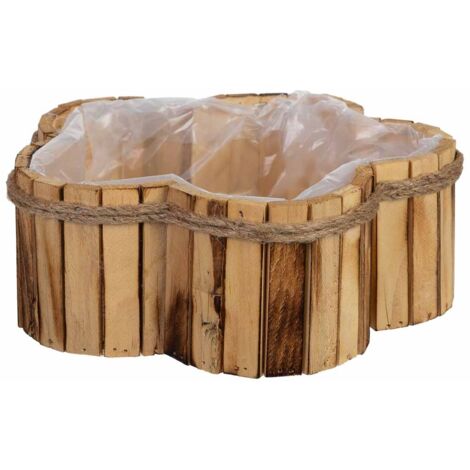 Cesto con forma de flor de madera 26x26x10h cm