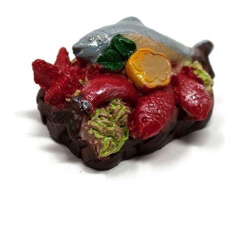 CESTO CON PESCE IN RESINA 5X3X2,5CM ACCESSORI PER PRESEPE