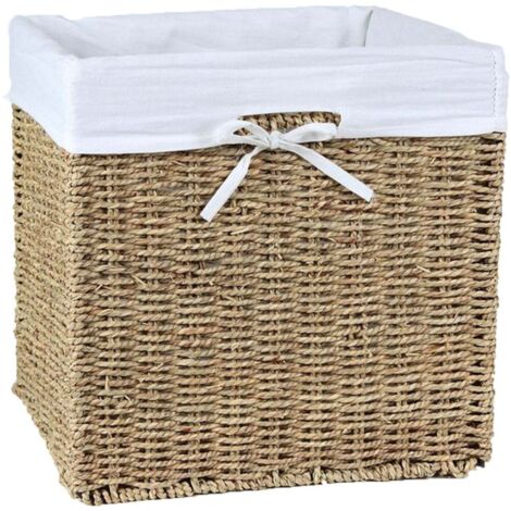 Cesto contenitore pieghevole in giunco marittimo 32 cm x 32 cm x 32 cm
