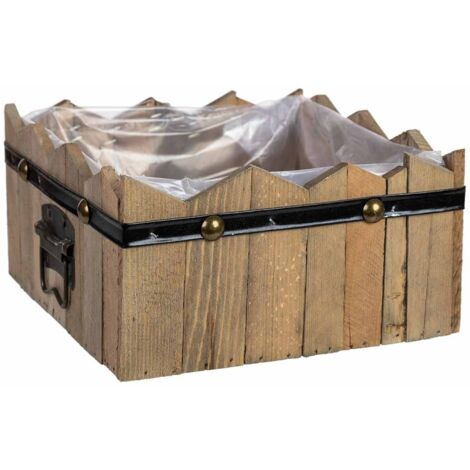 Cesto cuadrado de madera azul 24x24x11/12.5h cm