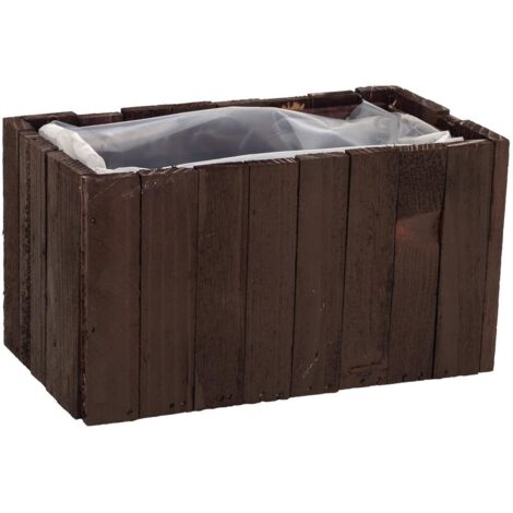 Cesto cuadrado de madera marrón 18.5x10.5x10