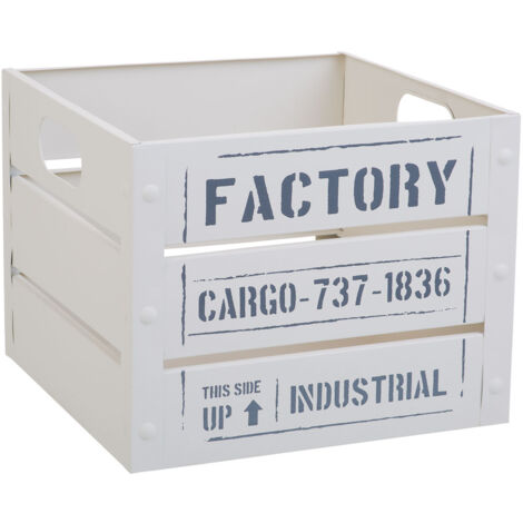 Cesto cuadrado de metal impreso blanco 26x26x20
