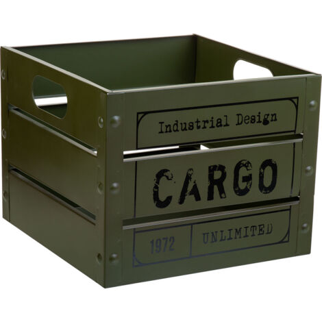 Cesto cuadrado de metal impreso verde 26x26x20