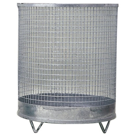 Cesto de basura H600xD500mm Malla de alambre galvanizado 118l con 4 pies