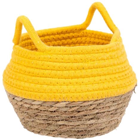 Cesto de fibra natural y algodón amarillo d18x13/16.5