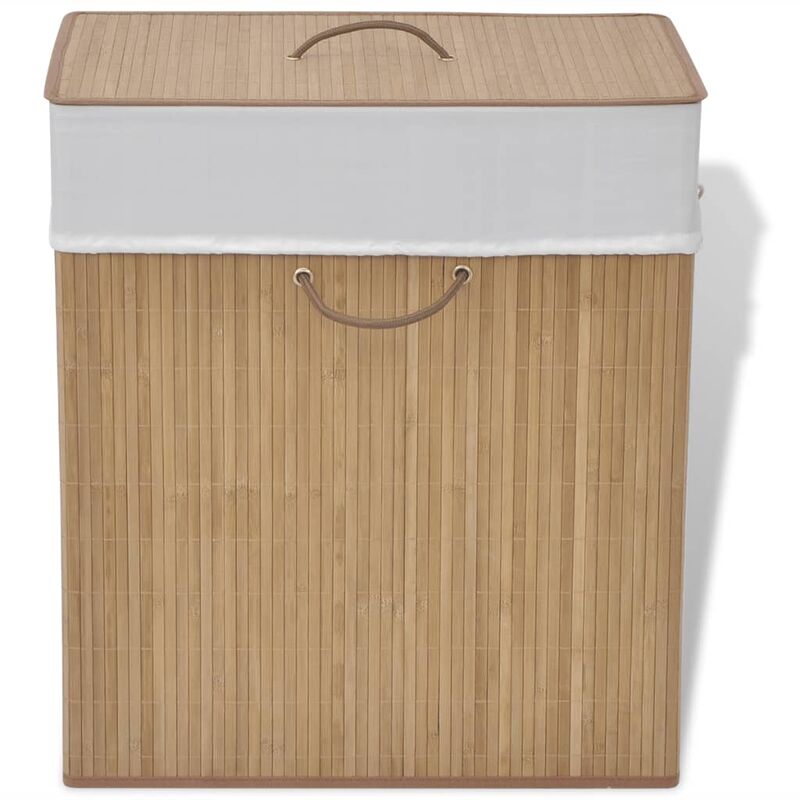 

Cesto de la ropa de bambú rectangular color natural - Marrón