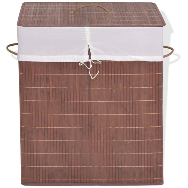 

Cesto de la ropa de bambú rectangular marrón - Marrón