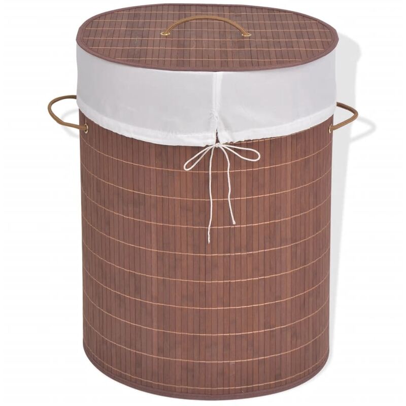 

Cesto de la ropa de bambú ovalado marrón