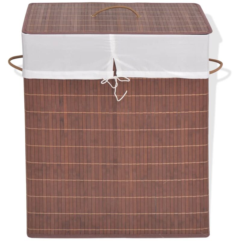 

Cesto de la ropa de bambú rectangular marrón