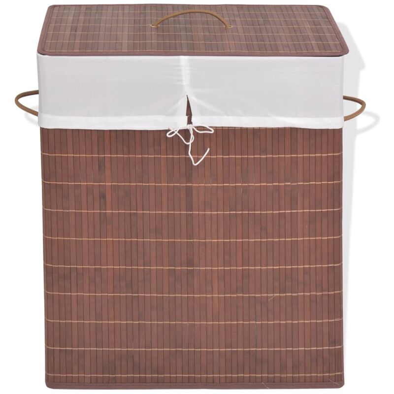 

Cesto de la ropa de bambú rectangular marrón