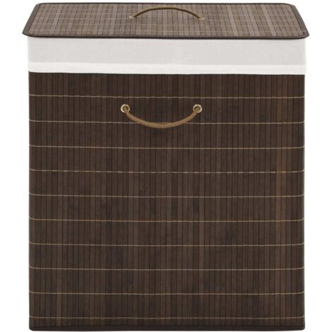 Cesto de la ropa de bambú rectangular marrón oscuro