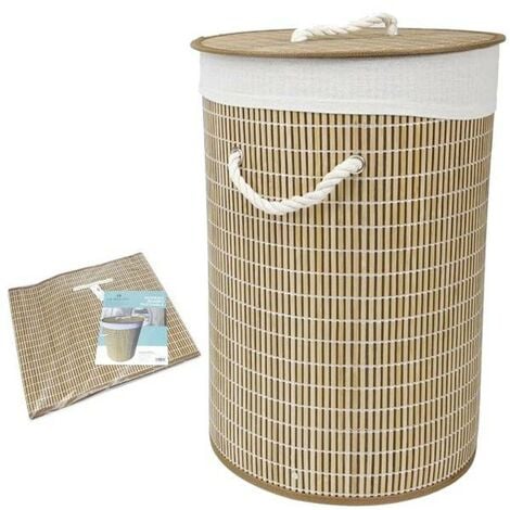 Cesta de Ropa Sucia de Bambú Doble Compartimiento Organizador con Bolsas  Removibles para Lavandería Baño 64 x 33 x 73 cm Natural - Costway