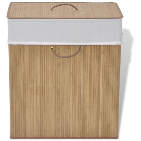 Cesto de la ropa sucia de bambú rectangular color natural vidaXL