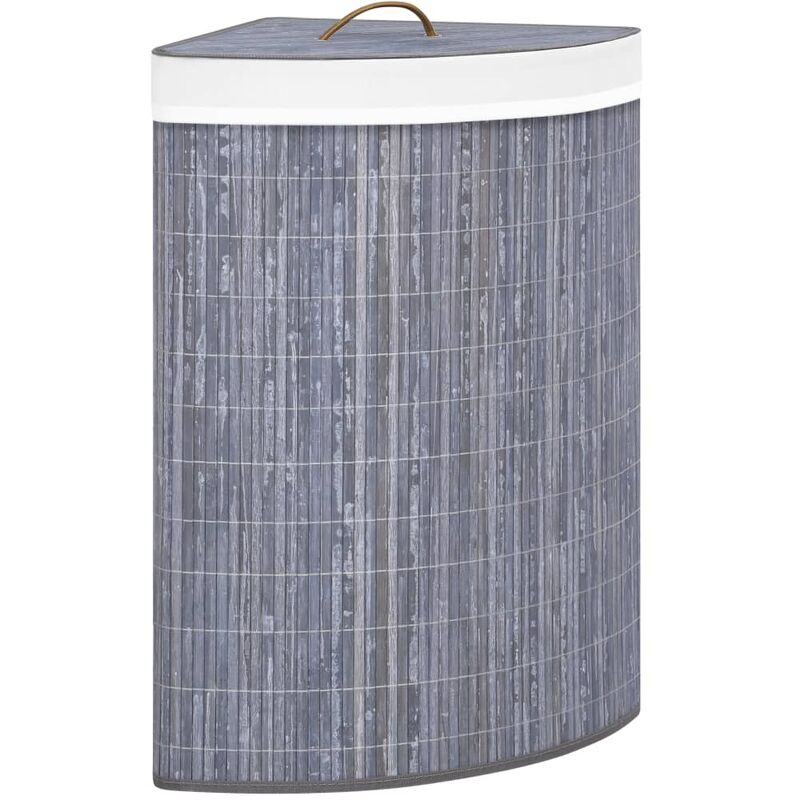 

Cesto de la ropa sucia de esquina bambú gris 60 L