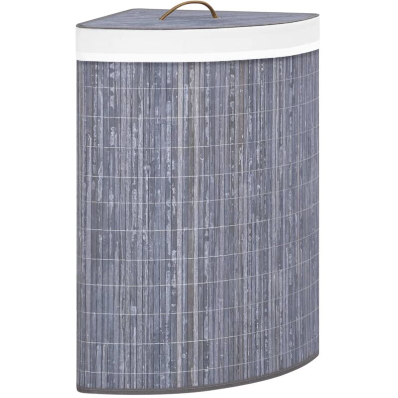 

vidaXL Cesto de la ropa sucia de esquina bambú gris 60 L - Gris
