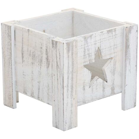 Cesto de madera blanco 16,5x16,5x15