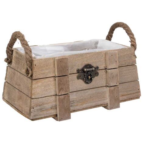 Cesto de madera con asas marrón 22x11x11
