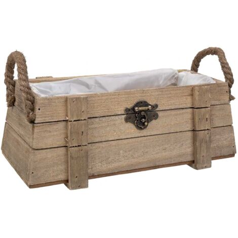 Cesto de madera con asas marrón 27x11x11