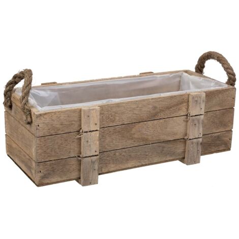 Cesto de madera con asas marrón 32x13x10,5