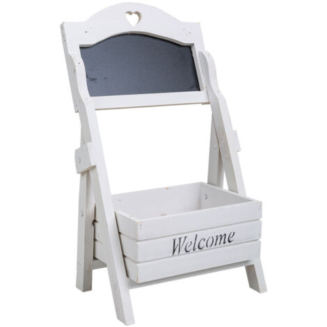Cesto de madera con pizarra blanco 26x16x43