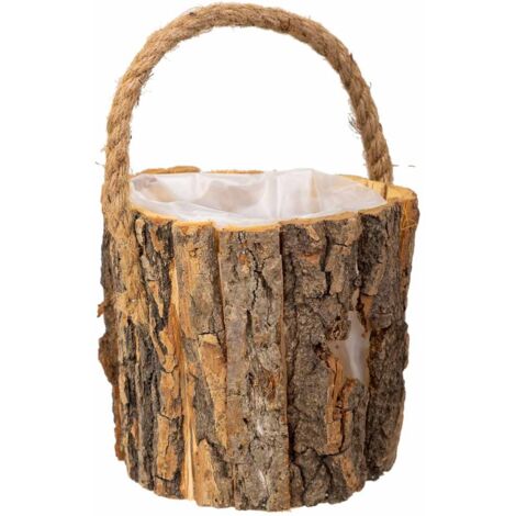 Cesto de madera marrón d13x13
