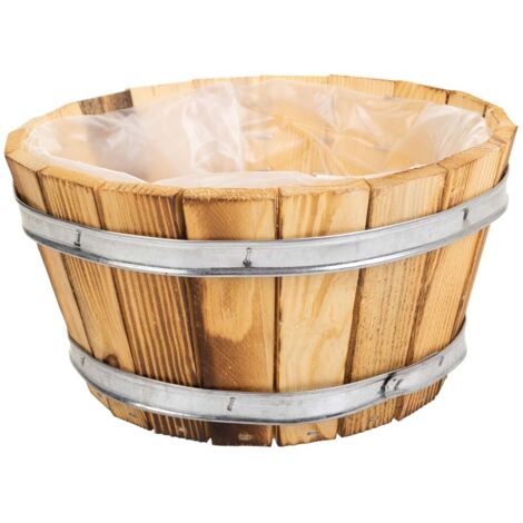 Cesto de madera y cuerda marrón d22x12
