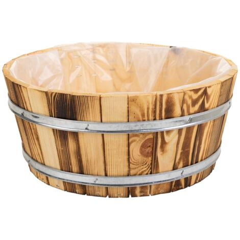 Cesto de madera y cuerda marrón d34,5x15