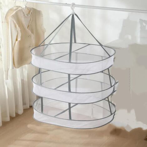 Cesto de malla para la ropa - Tendedero de tres niveles Tendedero transpirable para ropa interior, calcetines y suéteres Tendedero plegable para azulejos Almacenamiento para baño y hogar - 78 cm