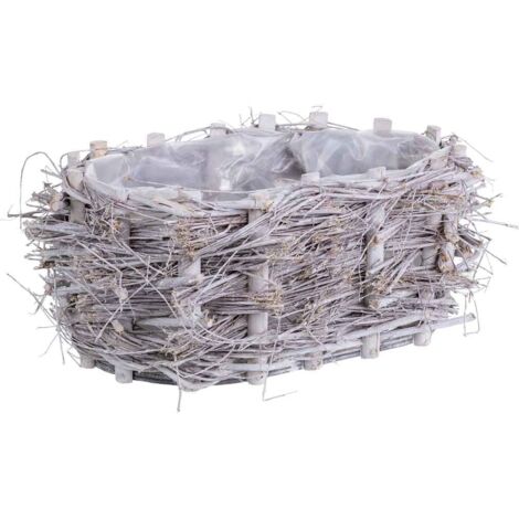 Cesto de mimbre ovalado gris 33x21x14h cm